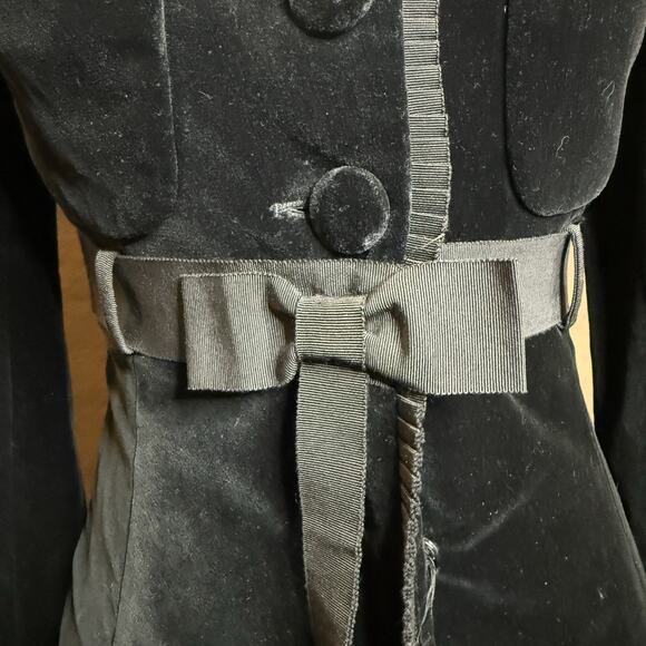 Vintage Gemma Kahng Bergdorf Goodman Black Velvet Bow Blazer Jacket Sz 8 - Picture 3 of 13